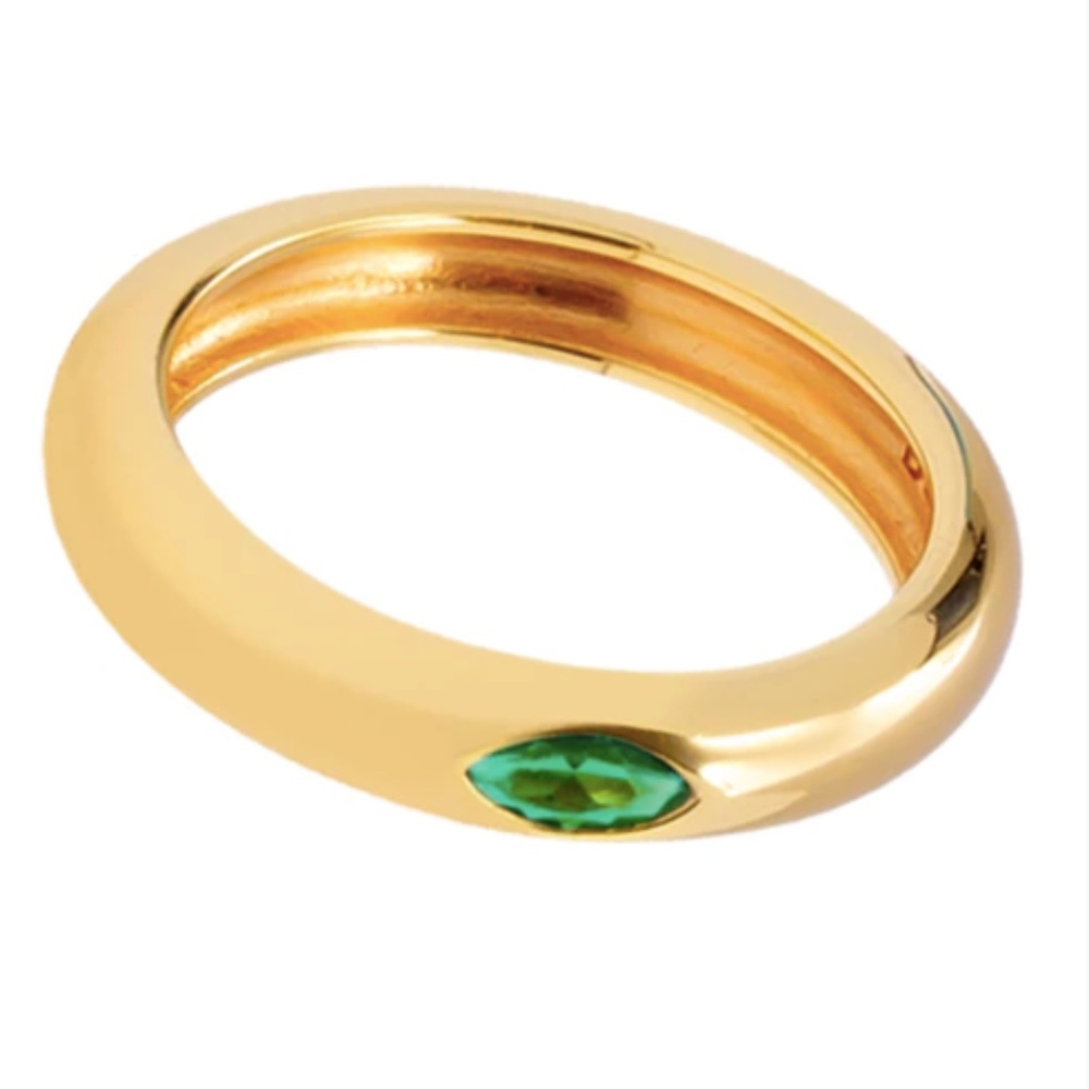 24K Gold Plated Emerald Ring - Picture 3 of 5